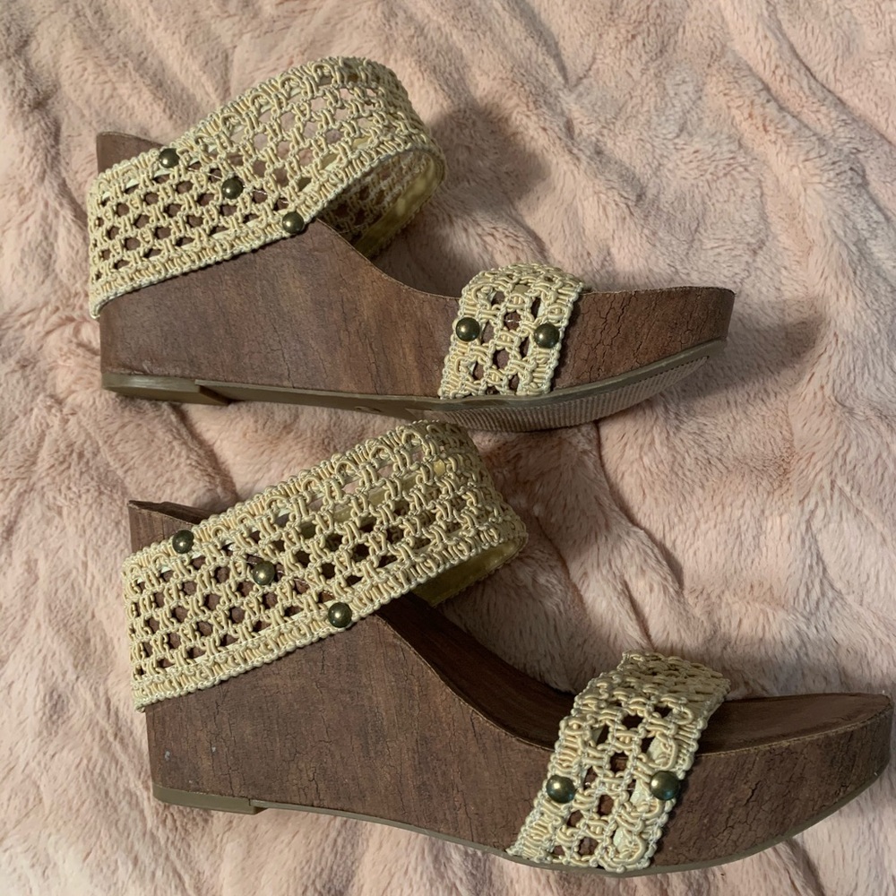 Tan Wedges-Worn Once!